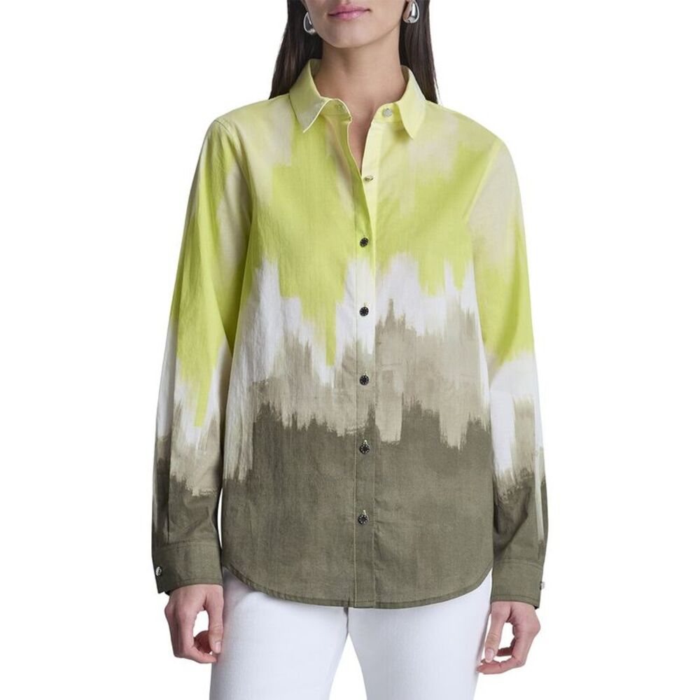Dkny Womens  Voile Ombre Shirt, Brown